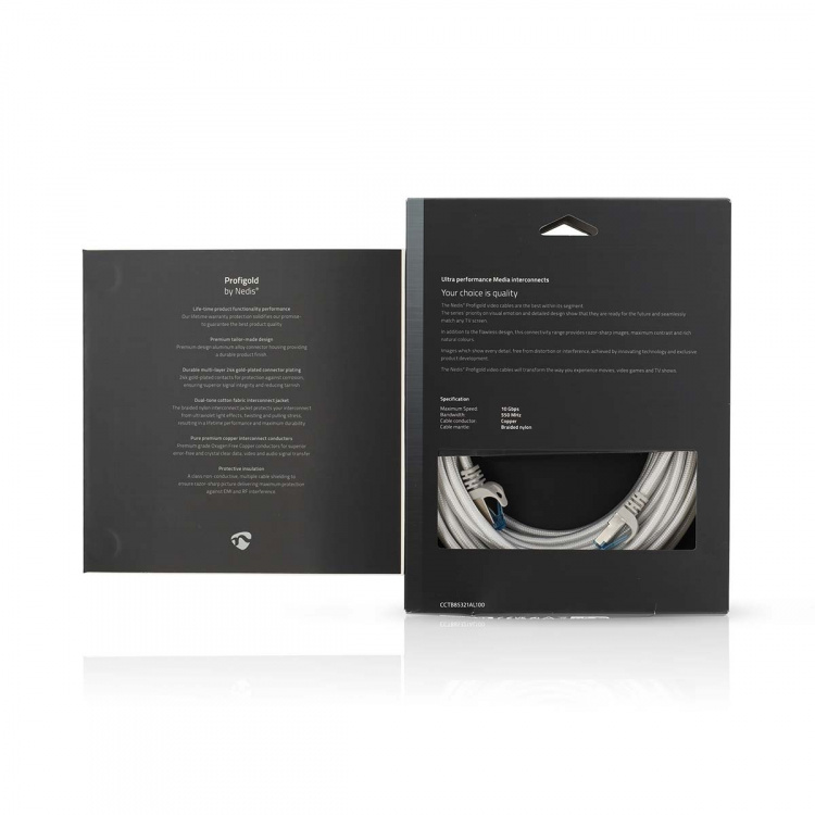 Nedis CAT6a Cable | S/FTP | RJ45 Male | RJ45 Male | 10.0 m | Round | Braided / PVC | Silver | Cover Window Box