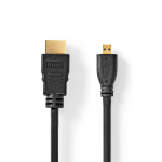 Nedis High Speed HDMI™ Cable with Ethernet | HDMI™ Connector | HDMI™ Micro Connector | 4K@30Hz | 10.2 Gbps | 1.50 m | Round | PVC | Black | Label