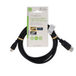Nedis High Speed HDMI™ Cable with Ethernet | HDMI™ Connector | HDMI™ Micro Connector | 4K@30Hz | 10.2 Gbps | 1.50 m | Round | PVC | Black | Label