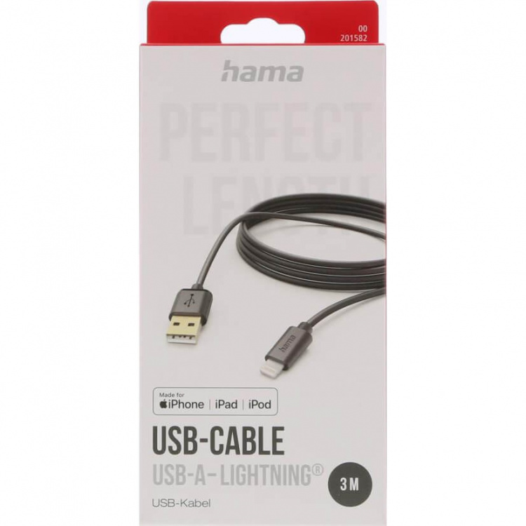Hama Charging Cable Lightning Black 3.0m