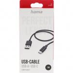 Hama Charging Cable USB-A to USB-C Black 1.0m Hama Charging Cable USB-A to USB-C Black 1.0m
