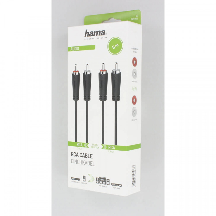 Hama Cable Audio 2 RCA Plugs - 2 RCA Plugs 5.0m Hama Cable Audio 2 RCA Plugs - 2 RCA Plugs 5.0m