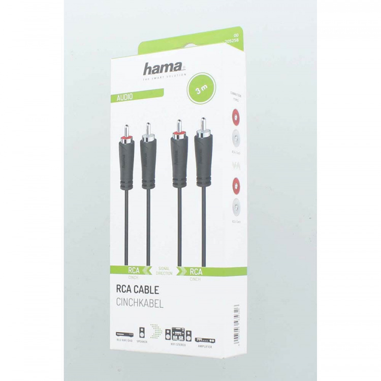 Hama Cable Audio 2 RCA Plugs - 2 RCA Plugs 3.0m