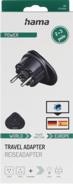Hama Traveladapter Type E/F Universal World-EU Black