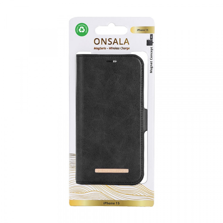 Onsala Wallet Case Eco 2 Card Slots MagSeries Black - iPhone 15