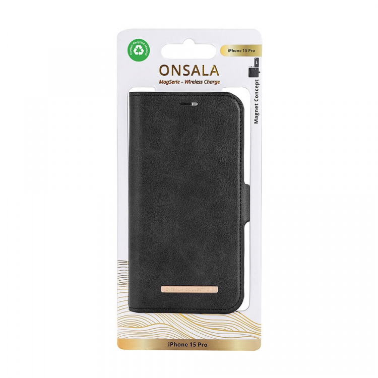 Onsala Wallet Case Eco 2 Card Slots MagSeries Black - iPhone 15 Pro Onsala Wallet Case Eco 2 Card Slots MagSeries Black - iPhone 15 Pro