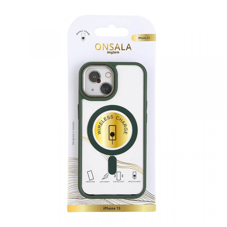 Onsala Phone Case Bumper MagSeries Green & Clear - iPhone 15 Onsala Phone Case Bumper MagSeries Green & Clear - iPhone 15