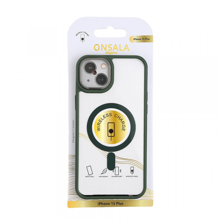 Onsala Phone Case Bumper MagSeries Green & Clear - iPhone 15 Plus