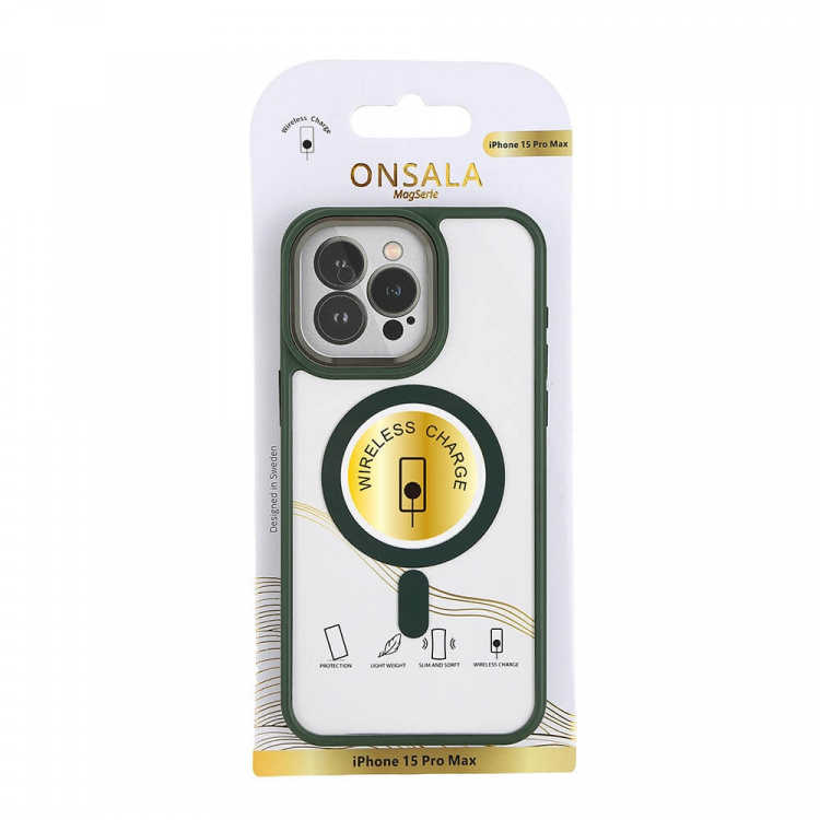Onsala Phone Case Bumper MagSeries Green & Clear - iPhone 15 Pro Max