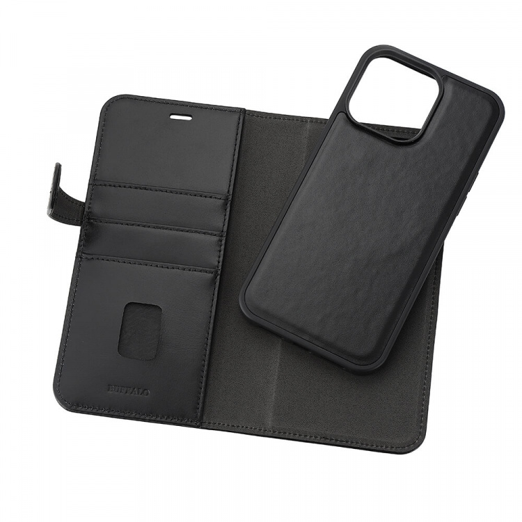 Buffalo Wallet Case 2-in-1 3 Card MagSeries Black - iPhone 15 Pro Max Buffalo Wallet Case 2-in-1 3 Card MagSeries Black - iPhone 15 Pro Max