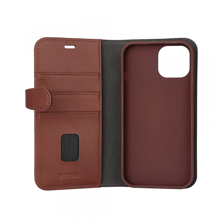 Buffalo Wallet Case 2-in-1 3 Card MagSeries Brown - iPhone 15