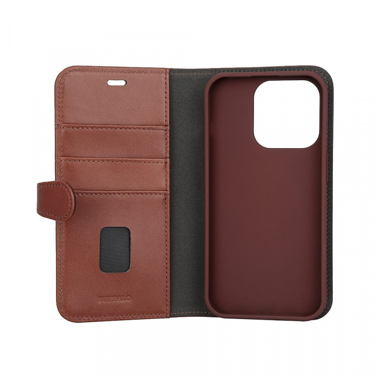 Buffalo Wallet Case 2-in-1 3 Card MagSeries Brown - iPhone 15 Pro