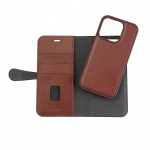 Buffalo Wallet Case 2-in-1 3 Card MagSeries Brown - iPhone 15 Pro