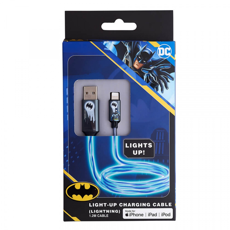 BATMAN USB A to Lightning Light-Up 1,2m MFI Bat Logo