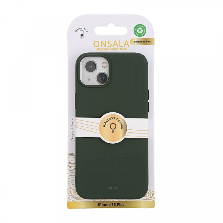 Onsala Phone Case with Silicone Feel MagSeries Olive Green - iPhone 15 Plus Onsala Phone Case with Silicone Feel MagSeries Olive Green - iPhone 15 Plus