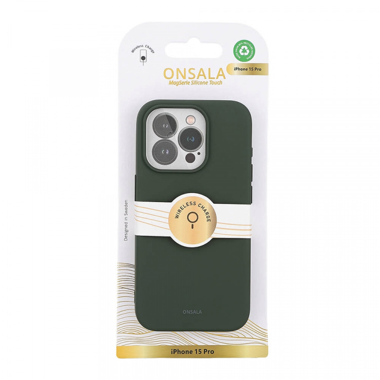 Onsala Phone Case with Silicone Feel MagSeries Olive Green - iPhone 15 Pro