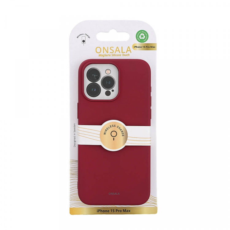 Onsala Phone Case with Silicone Feel MagSeries Deep Red - iPhone 15 Pro Max