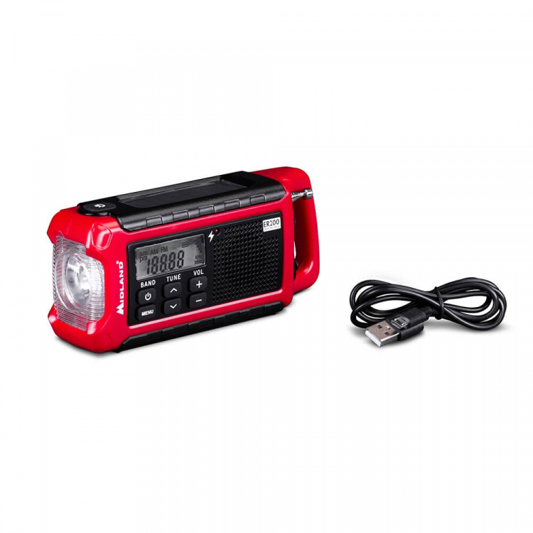 Midland Emergency Radio ER200 Red Black Midland Emergency Radio ER200 Red Black