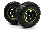 BLACKZON Smyter Desert Wheels/Tires Assy (Blk/Green/2pcs)