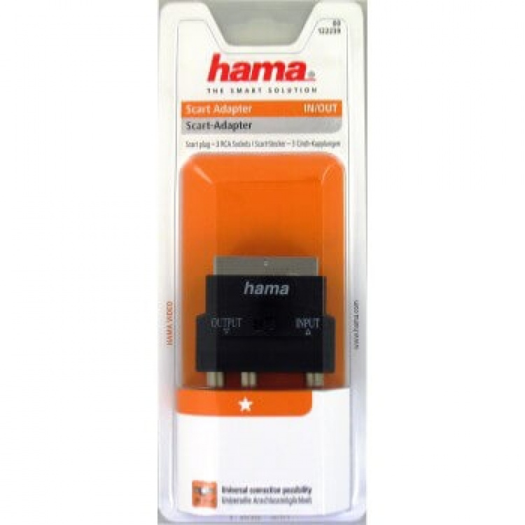 Hama Adapter, 3 RCA sockets (1x video/audio L a. R) - Scar Hama Adapter, 3 RCA sockets (1x video/audio L a. R) - Scar