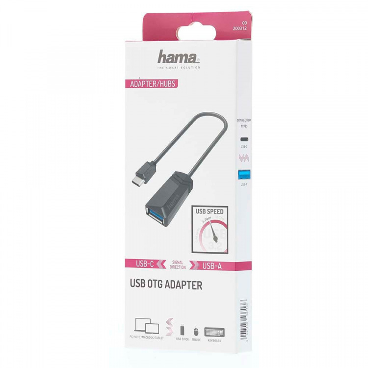 Hama Adapter USB-OTG USB-C-USB 3.2 Gen 1 5Gbit/s Black Hama Adapter USB-OTG USB-C-USB 3.2 Gen 1 5Gbit/s Black