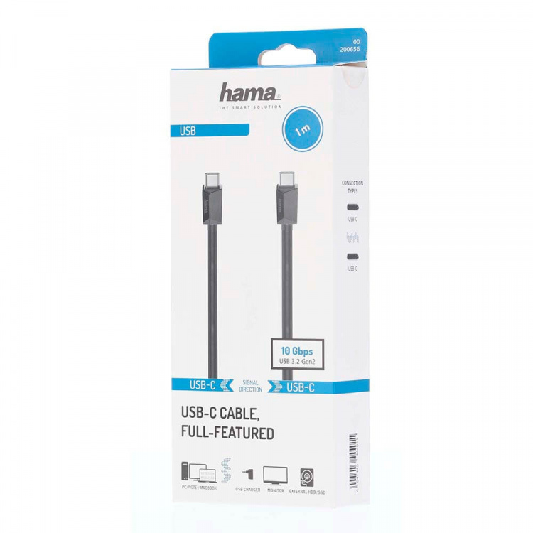 Hama Cable USB-C USB 3.2 Gen2 10 Gbit/s 1m Black
