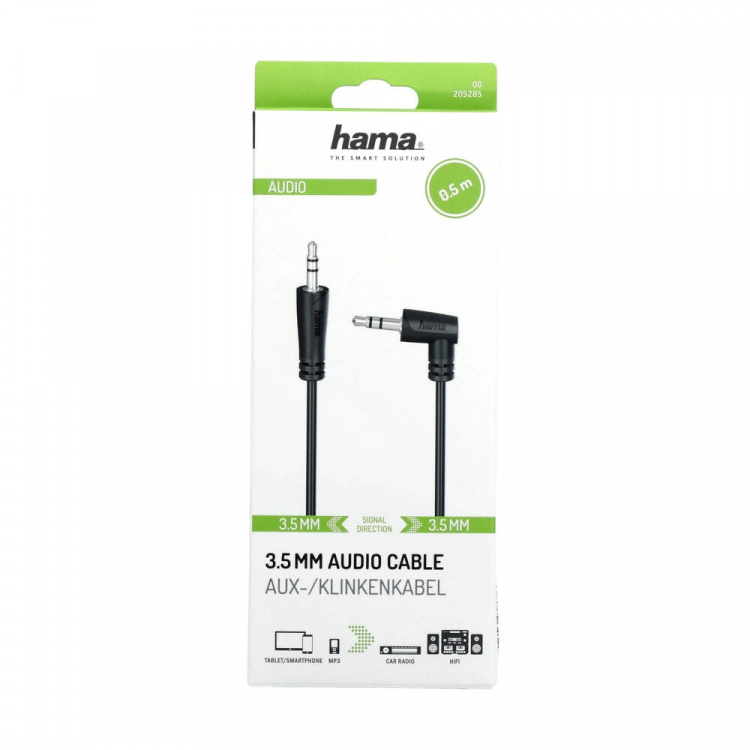 Hama Audio Cable 3.5-3.5 90 Degree Angled Black 0.5m