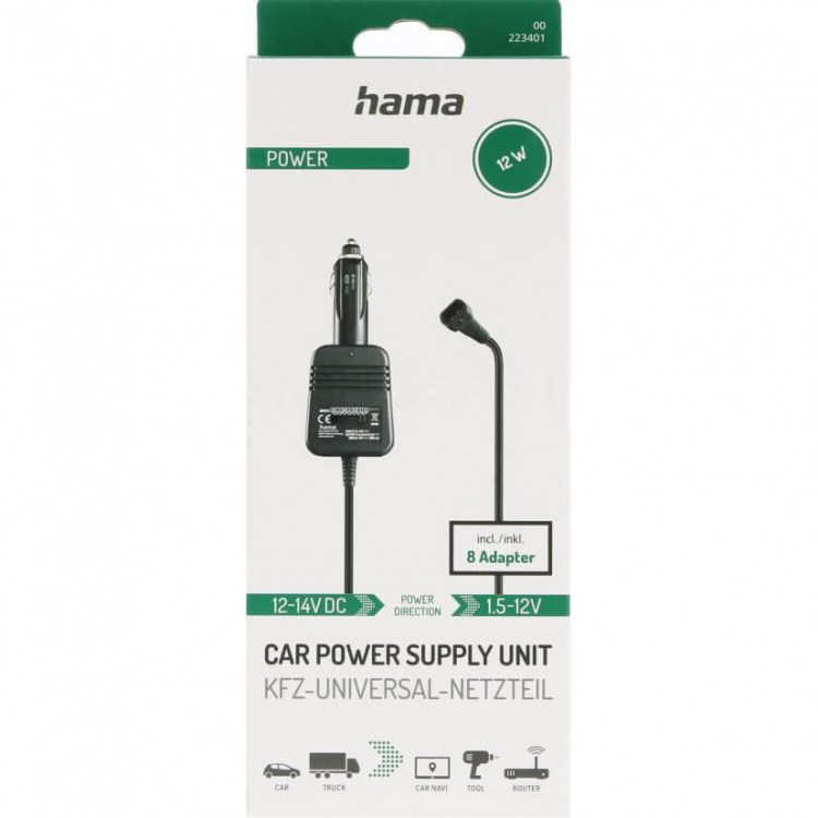 Hama Power Supply Unit for Cars 12V 1000mA Hama Power Supply Unit for Cars 12V 1000mA