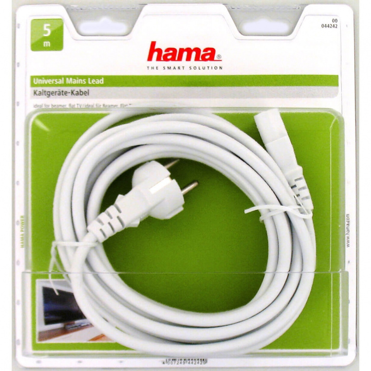 Hama rsal Mains Lead, 5 m, wh ite