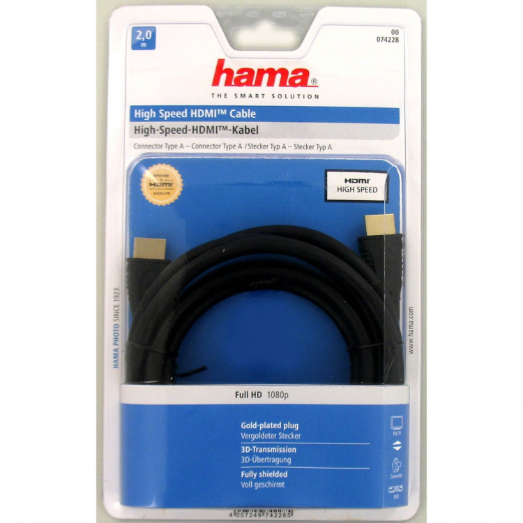 Hama Speed HDMI™ Cable, plug - plug, Ethernet, gold-plated Hama Speed HDMI™ Cable, plug - plug, Ethernet, gold-plated