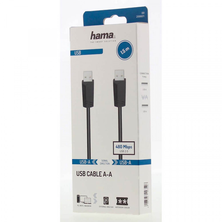 Hama Cable USB A-A Black 1.5m