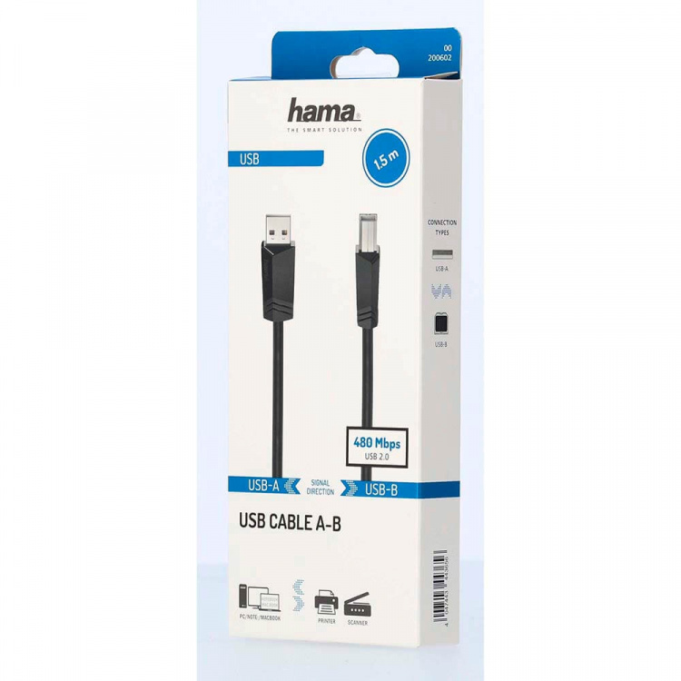 Hama Cable USB 2.0 480 Mbit/s 1,5m Black Hama Cable USB 2.0 480 Mbit/s 1,5m Black