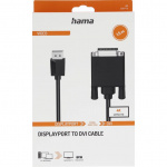 Hama Cable DisplayPort to DVI Ultra-HD 4K Black 1.5m
