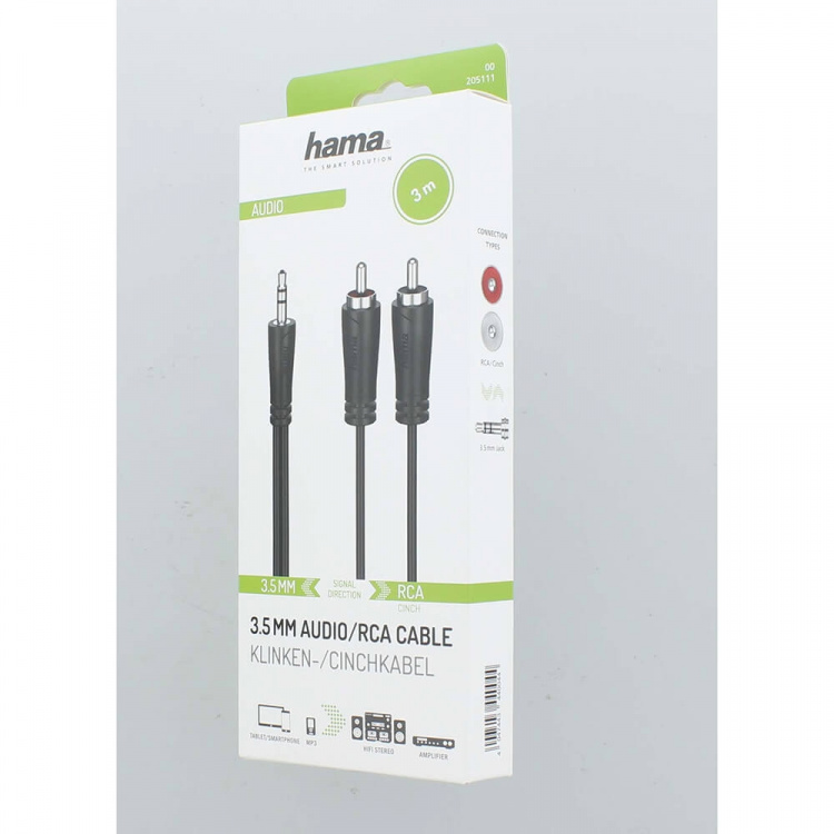 Hama Cable Audio 3.5-2x RCA Black 3.0m Hama Cable Audio 3.5-2x RCA Black 3.0m
