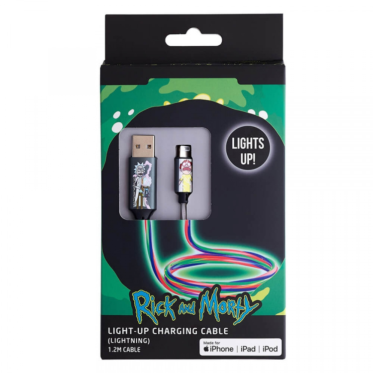 RICK&MORTY USB A to Lightning Light-Up 1,2m MFI Shock RICK&MORTY USB A to Lightning Light-Up 1,2m MFI Shock