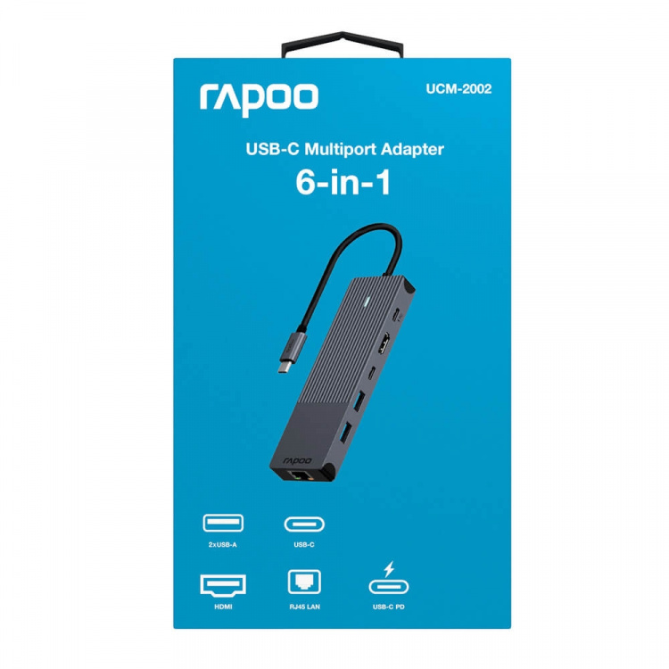 Rapoo Multiport USB-C UCM-2002 6-i-1 USB-C-Adapter Rapoo Multiport USB-C UCM-2002 6-i-1 USB-C-Adapter