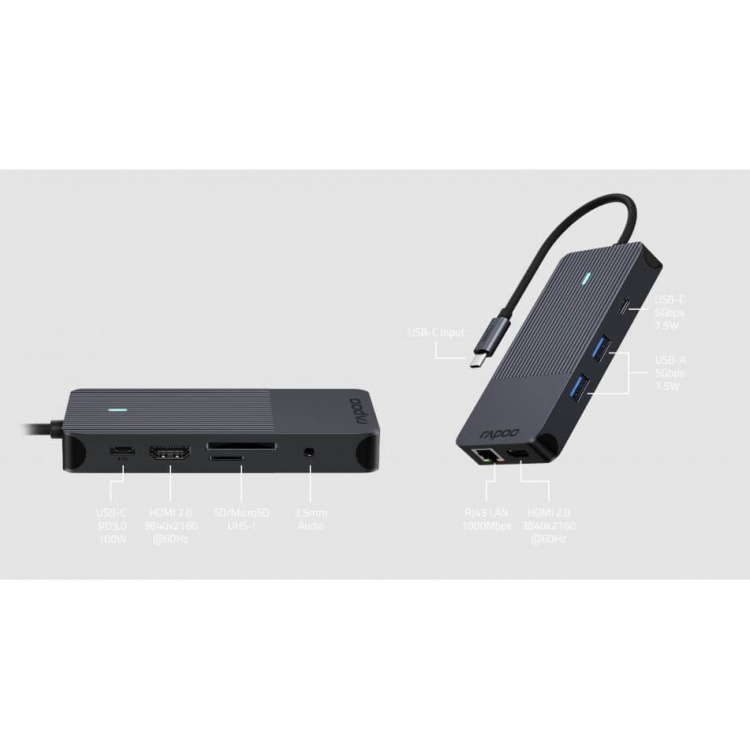 Rapoo Multiport USB-C UCM-2005 10-i-1 USB-C-Adapter Rapoo Multiport USB-C UCM-2005 10-i-1 USB-C-Adapter