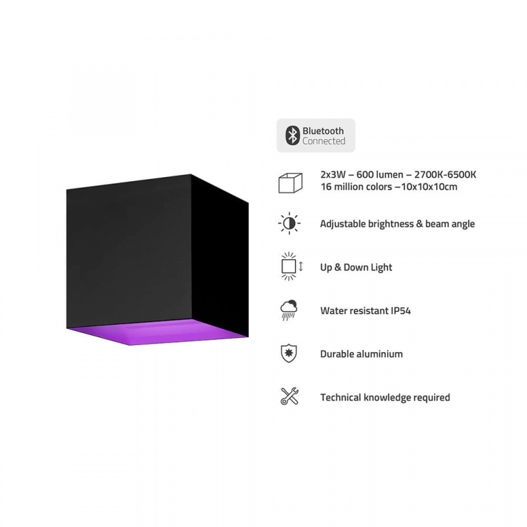 Hombli Indoor and Outdoor Smart Wall Light RGB CCT Black