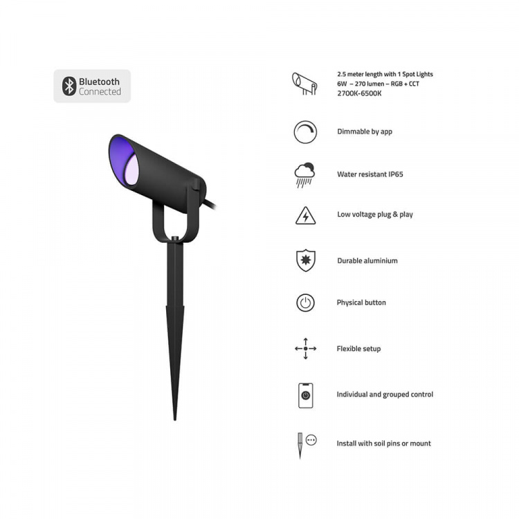 Hombli Outdoor Smart Spot Light 1-pack RGB CCT Black Hombli Outdoor Smart Spot Light 1-pack RGB CCT Black