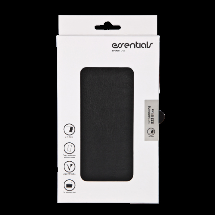 essentials Samsung Galaxy S22 Ultra PU wall,detac,3 card,Blk essentials Samsung Galaxy S22 Ultra PU wall,detac,3 card,Blk