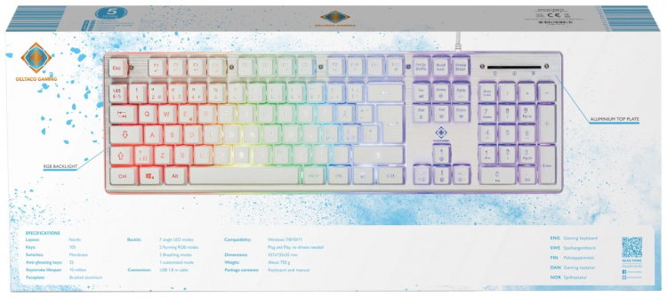 deltaco_gaming WK75 RGB keyboard 105 keys Nordic membrane switches orange deltaco_gaming WK75 RGB keyboard 105 keys Nordic membrane switches orange