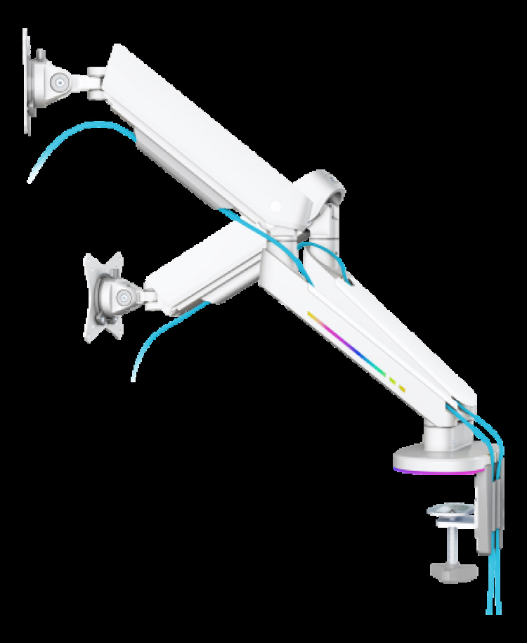 deltaco_gaming WA96 Premium Gaming Dual monitor arm RGB light white