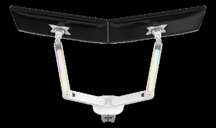 deltaco_gaming WA96 Premium Gaming Dual monitor arm RGB light white
