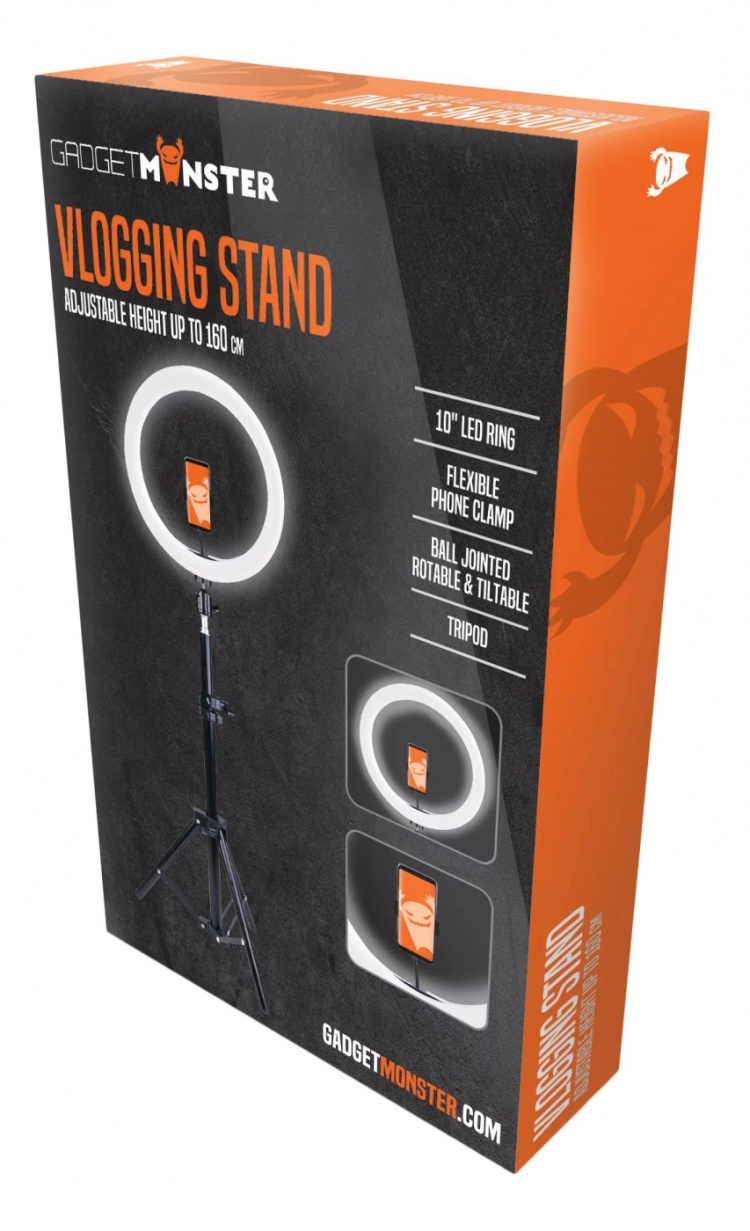 GADGETMONSTER Vlogging Kit - Complete Vlogging Kit with LED Ring Light and Floor Stand