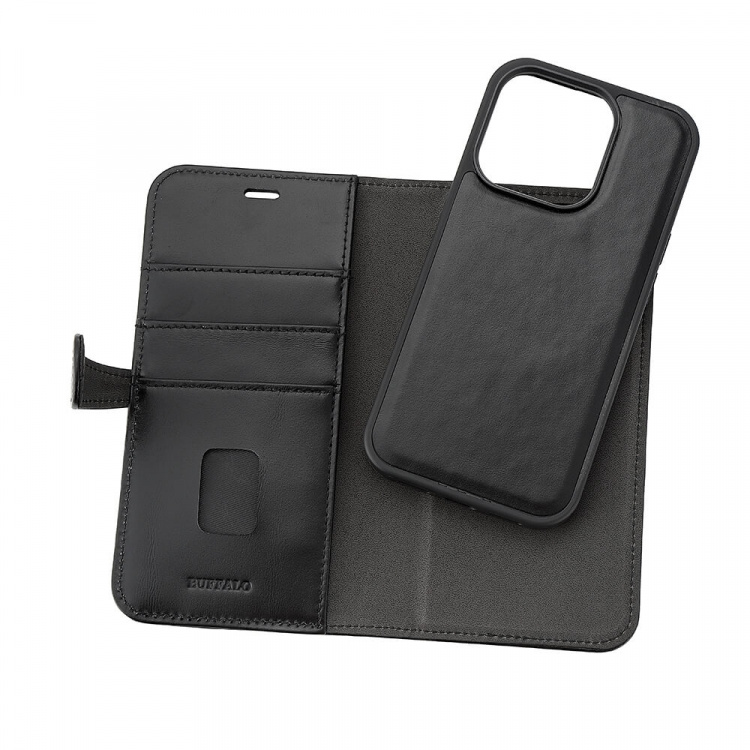 Buffalo Wallet Case 2-in-1 3 Card MagSeries Black - iPhone 15 Pro Buffalo Wallet Case 2-in-1 3 Card MagSeries Black - iPhone 15 Pro