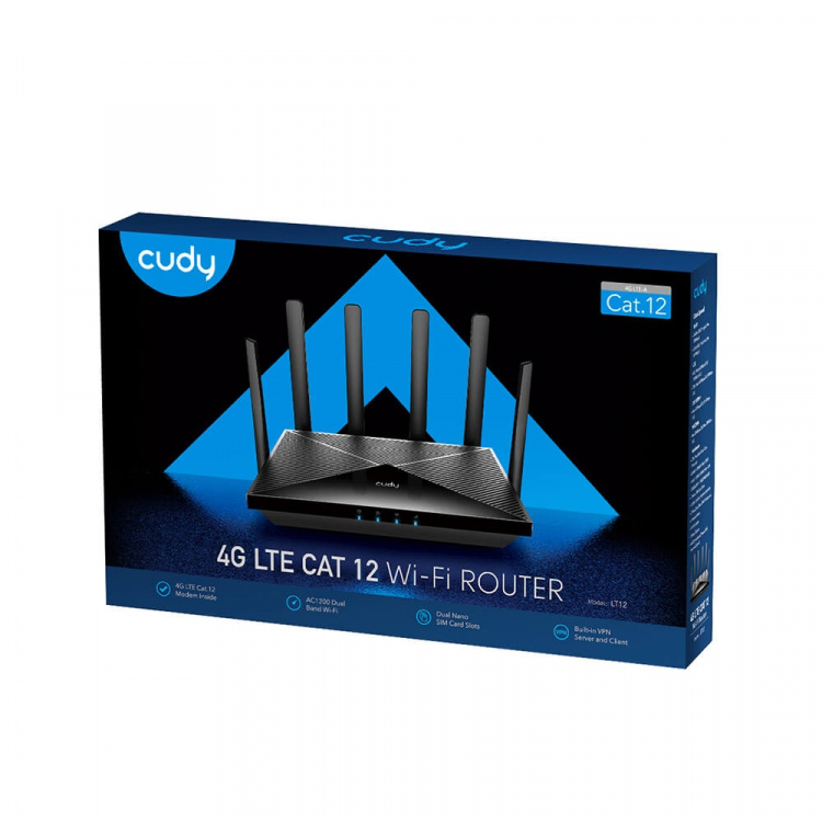 CUDY 4G Router LT12 Cat 12 AC1200 Gigabit Dual-SIM CUDY 4G Router LT12 Cat 12 AC1200 Gigabit Dual-SIM