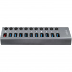 LogiLink USB-hub 10+1-port med separata På/Av-knappar USB 3.2 Gen 1