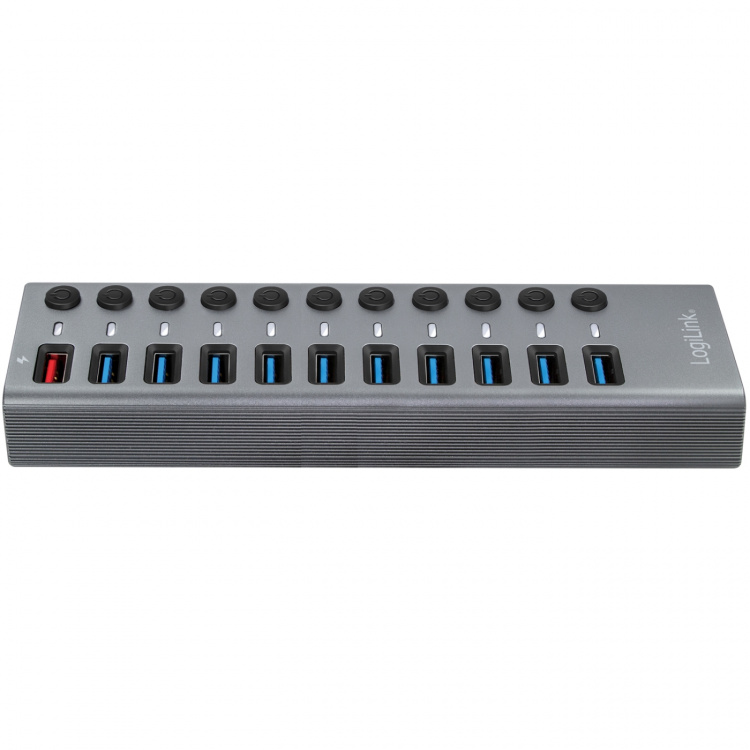LogiLink USB-hub 10+1-port med separata På/Av-knappar USB 3.2 Gen 1