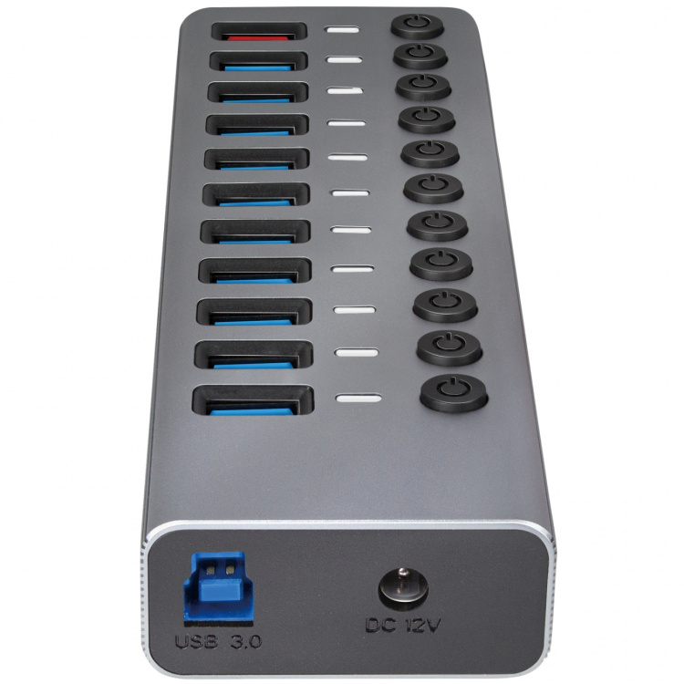 LogiLink USB-hub 10+1-port med separata På/Av-knappar USB 3.2 Gen 1