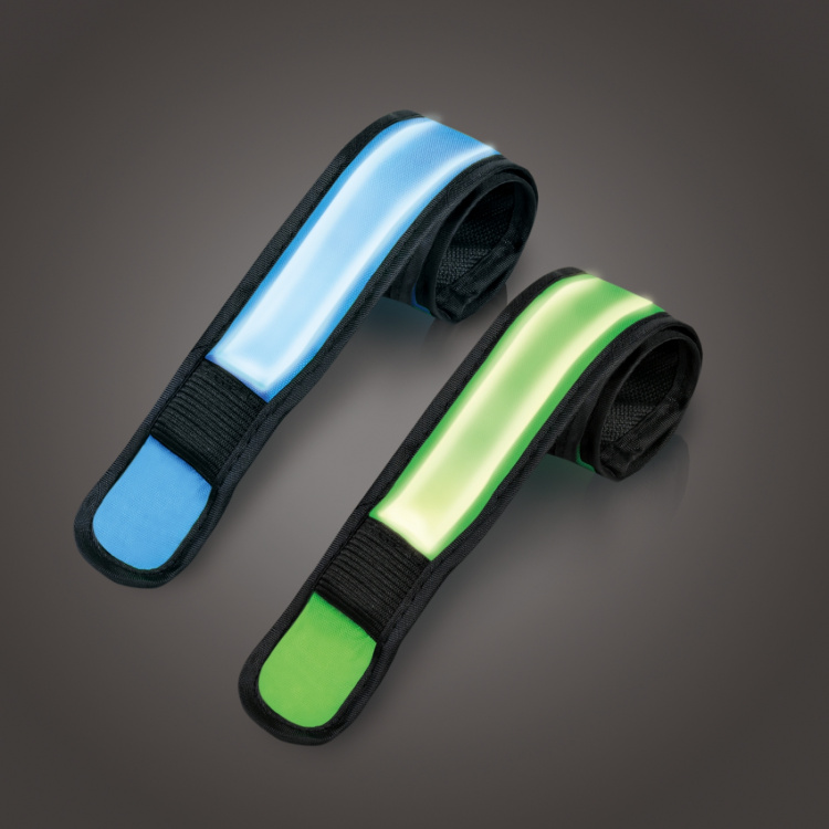 LogiLink LED-reflexband Slap-wrap 2-pack Blå + Grön LogiLink LED-reflexband Slap-wrap 2-pack Blå + Grön